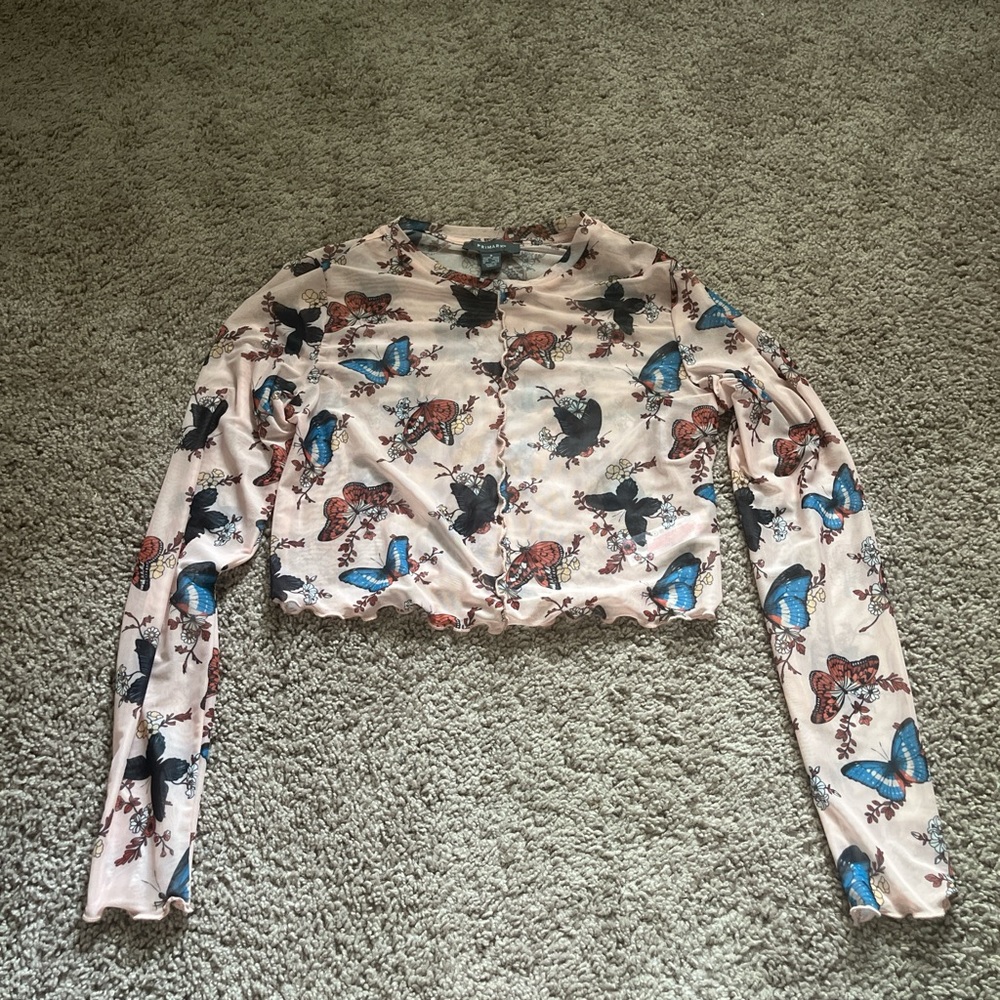 Primark Butterfly Patterned Mesh Top
